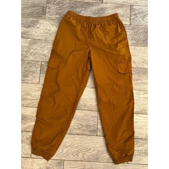 Good American Essential Cargo Pants Jogger size 1‎ Small Nylon Brown Shine - Picture 1 of 12